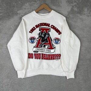 Vintage Alabama Crimson Tide Sweatshirt Mens Medium White Raglan Made in USA 90s